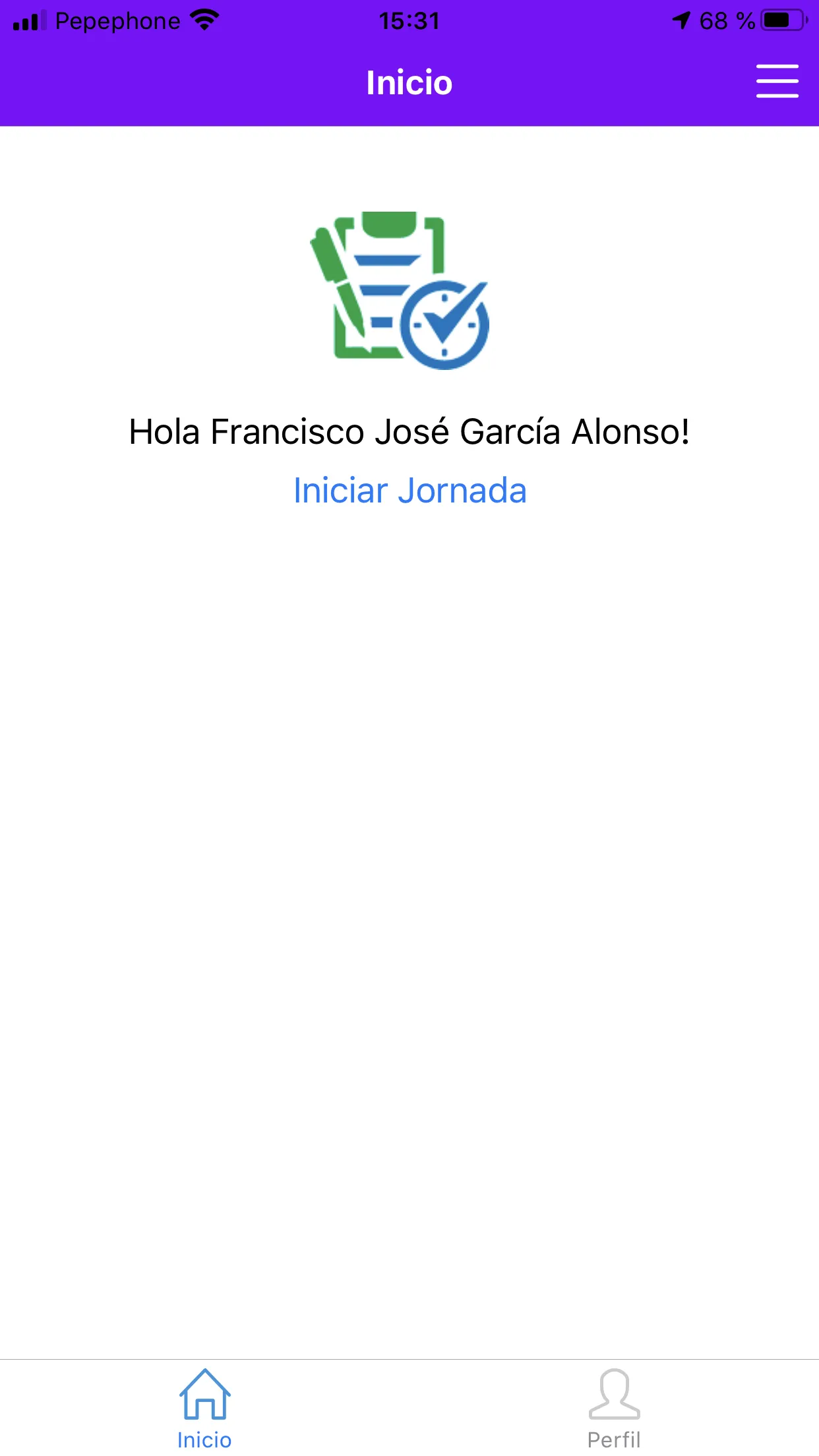 control horario iniciar