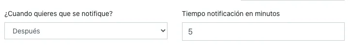 Configurar tiempo de notificación para fichar