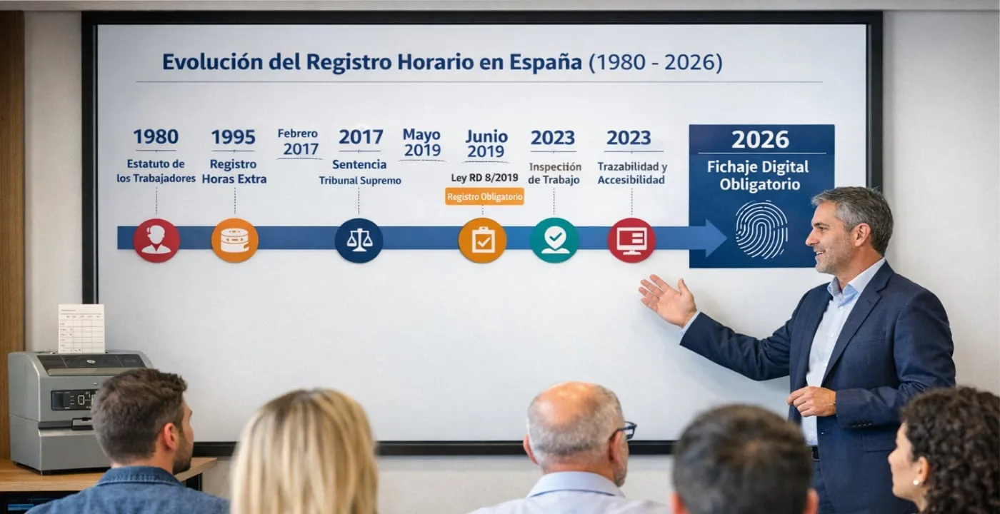 Registro Horario Obligatorio: Evolución Normativa y Cronograma Completo (1980–2026)