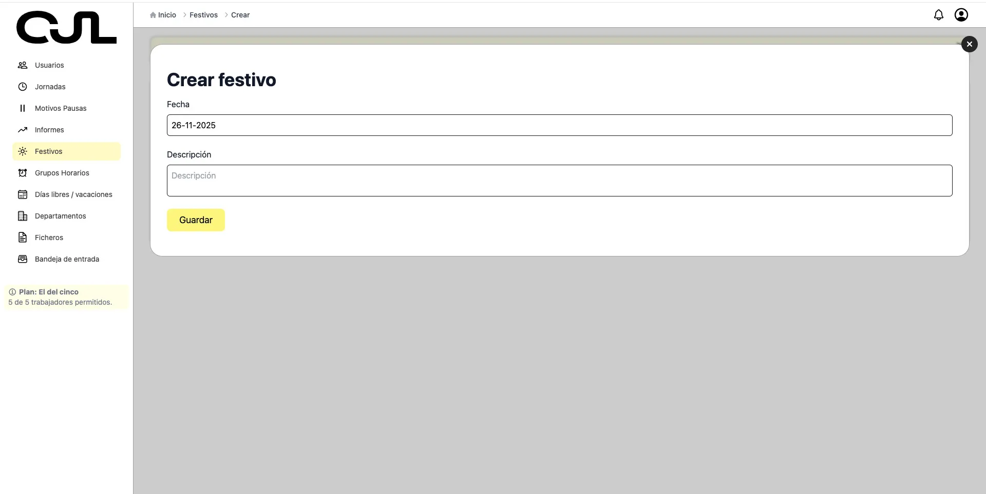 festivo empresa formulario