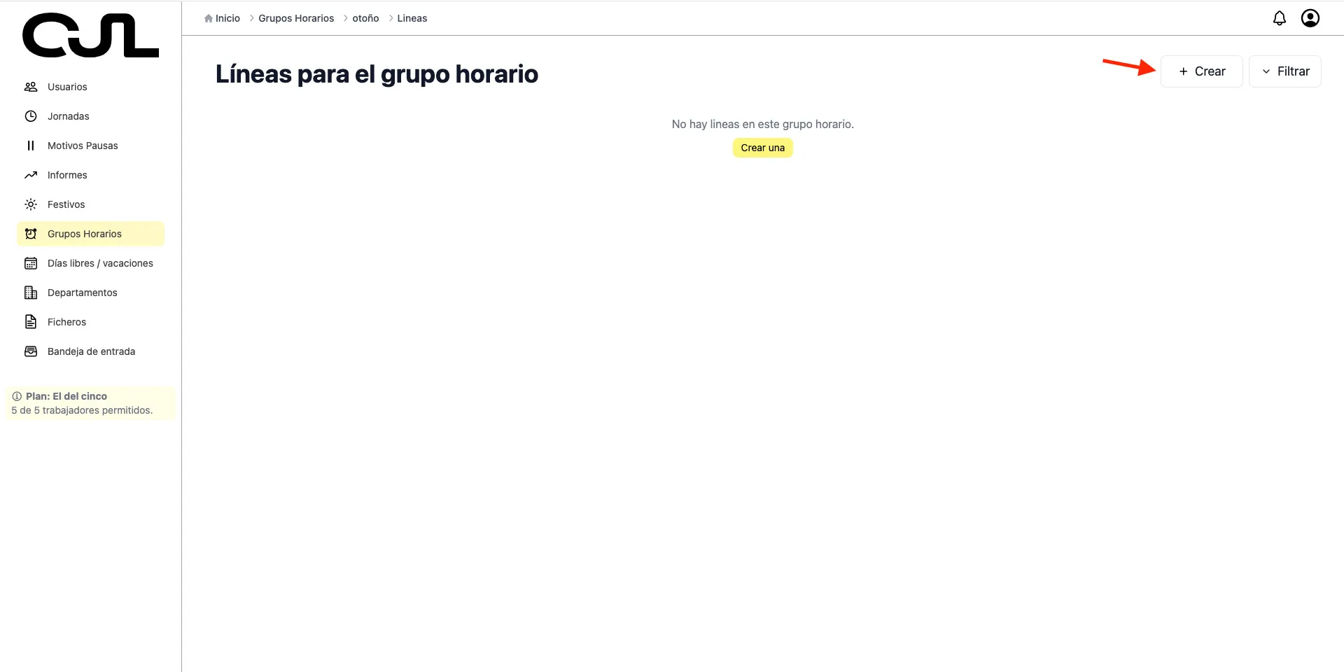 detalle grupo horario