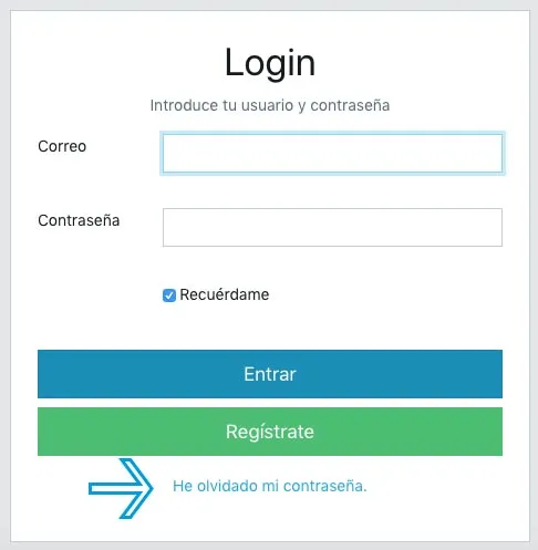 Recuperar contraseña en control de jornada laboral