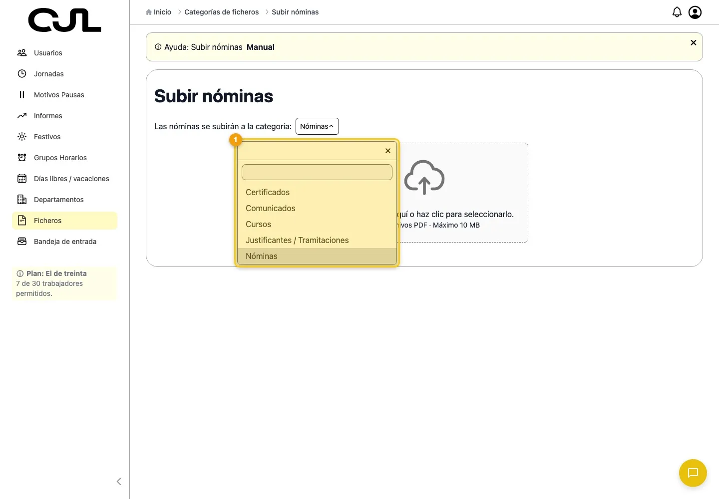 Cambiar la categoría de destino
