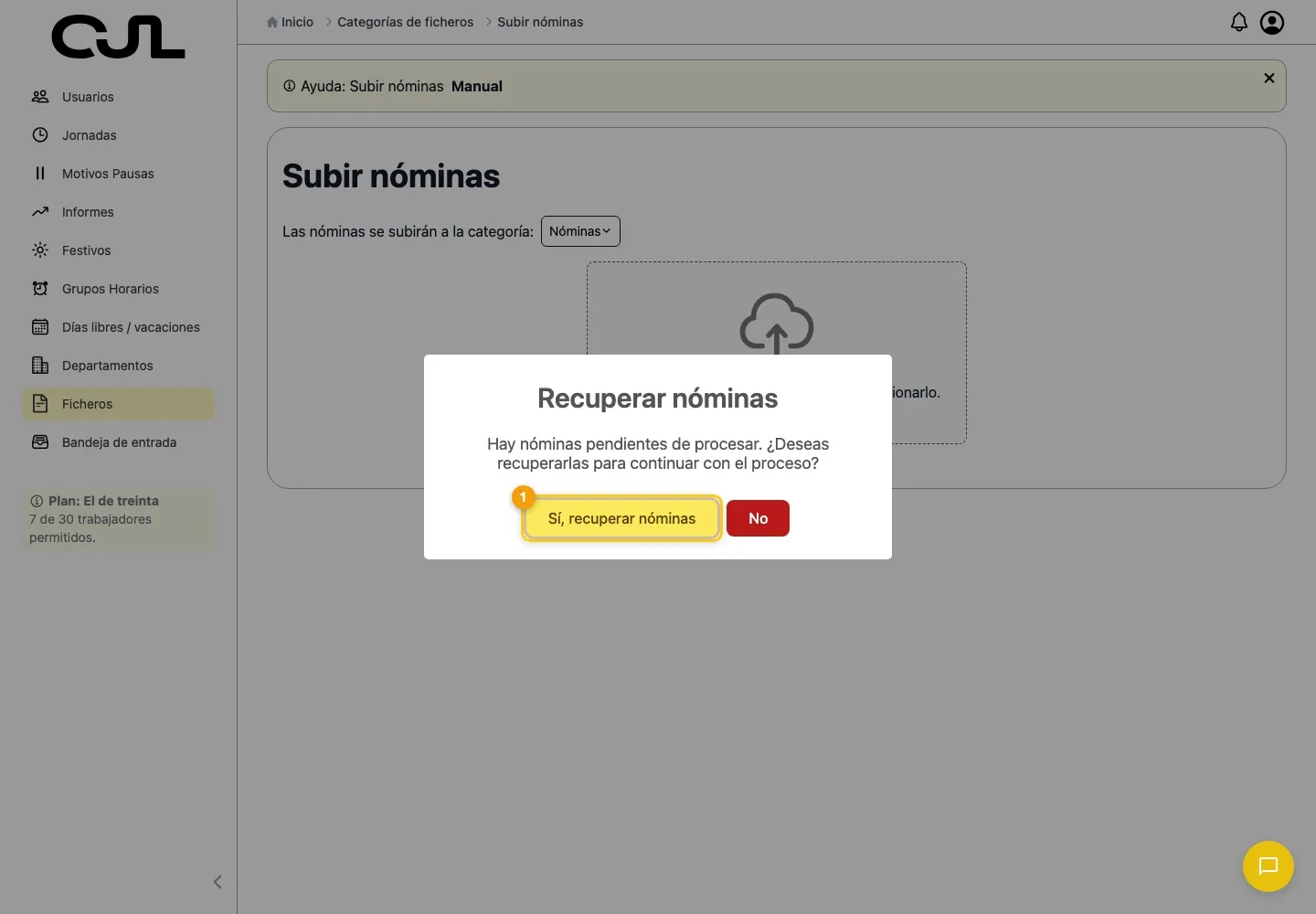 Recuperar nóminas pendientes