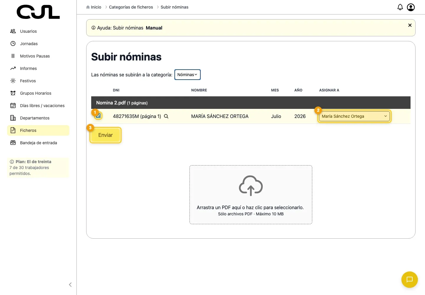 Resultado con una nómina