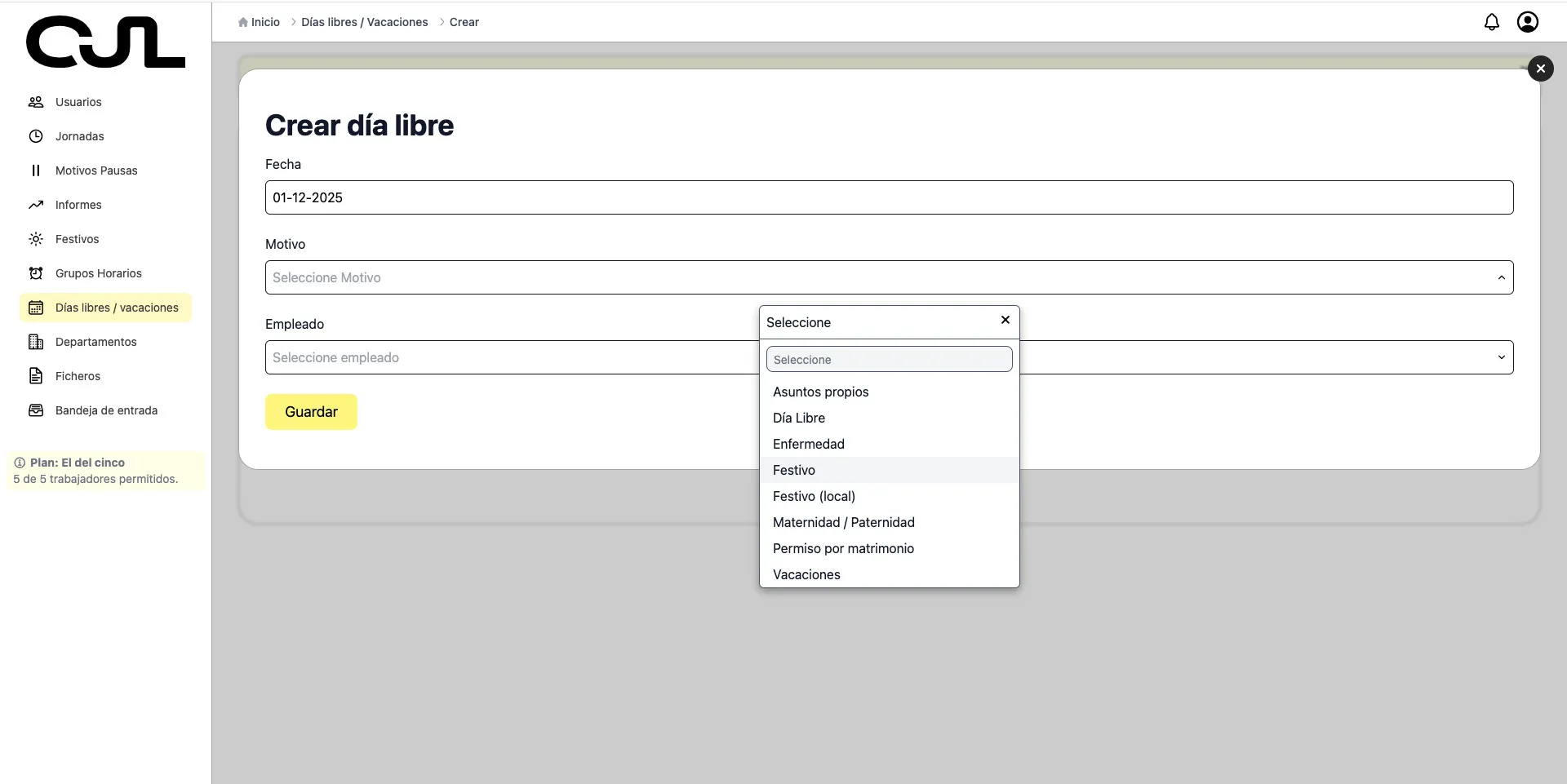 Vacaciones Nuevo Formulario